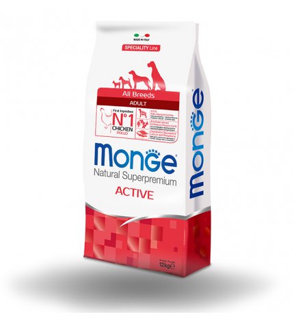 MONGE SUPERPREMIUM CANE ADULT ALL BREEDS ACTIVE POLLO DA 12 KG