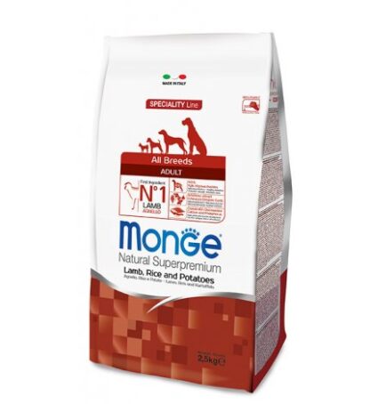 MONGE SUPERPREMIUM CANE ADULT ALL BREEDS AGNELLO RISO E PATATE DA 2,5 KG