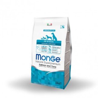 MONGE SUPERPREMIUM CANE ADULT ALL BREEDS HYPOALLERGENIC SALMONE E TONNO DA 2,5 KG