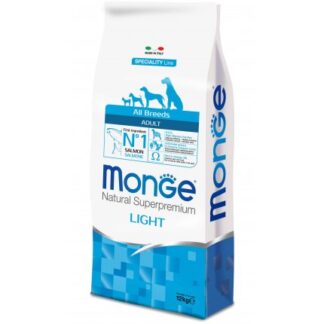 MONGE SUPERPREMIUM CANE ADULT ALL BREEDS LIGHT SALMONE E RISO DA 12 KG