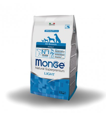 MONGE SUPERPREMIUM CANE ADULT ALL BREEDS LIGHT SALMONE E RISO DA 2,5 KG