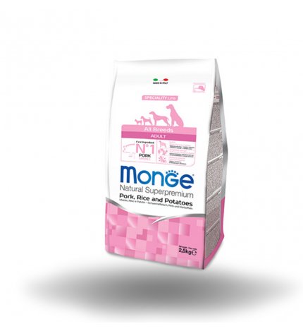 MONGE SUPERPREMIUM CANE ADULT ALL BREEDS MAIALE RISO E PATATE DA 2,5 KG