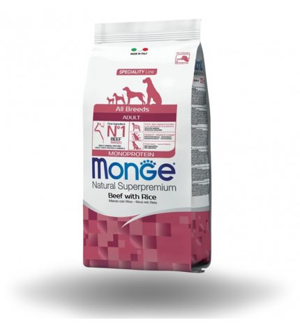 MONGE SUPERPREMIUM CANE ADULT ALL BREEDS MANZO E RISO DA 12 KG