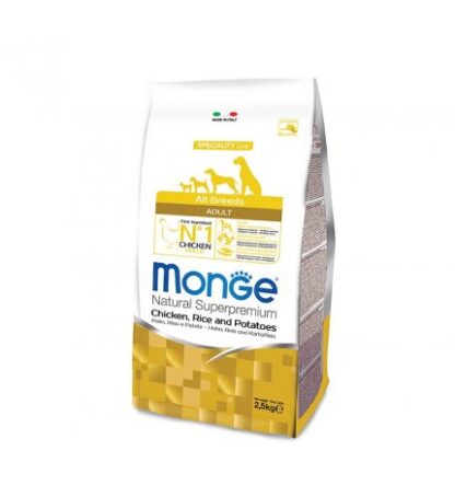 MONGE SUPERPREMIUM CANE ADULT ALL BREEDS POLLO RISO E PATATE DA 2,5 KG