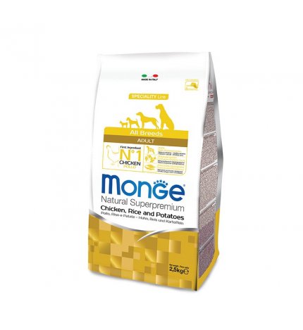 MONGE SUPERPREMIUM CANE ADULT ALL BREEDS POLLO RISO E PATATE DA 2,5 KG
