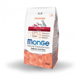 MONGE SUPERPREMIUM CANE ADULT MINI SALMONE E RISO DA 2,5 KG