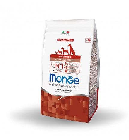 MONGE SUPERPREMIUM CANE PUPPY & JUNIOR ALL BREEDS AGNELLO E RISO DA 2,5 KG