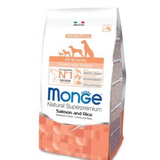 MONGE SUPERPREMIUM CANE PUPPY & JUNIOR ALL BREEDS SALMONE E RISO DA 12 KG