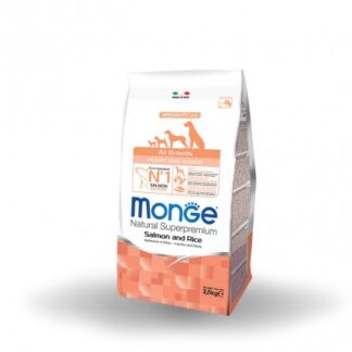 MONGE SUPERPREMIUM CANE PUPPY & JUNIOR ALL BREEDS SALMONE E RISO DA 2,5 KG