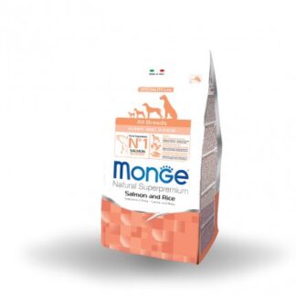 MONGE SUPERPREMIUM CANE PUPPY & JUNIOR ALL BREEDS SALMONE E RISO DA 800 GR
