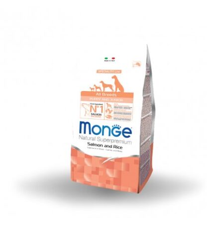 MONGE SUPERPREMIUM CANE PUPPY & JUNIOR ALL BREEDS SALMONE E RISO DA 800 GR