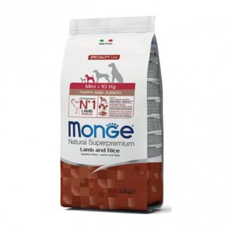 MONGE SUPERPREMIUM CANE PUPPY & JUNIOR MINI AGNELLO E RISO DA 2,5 KG
