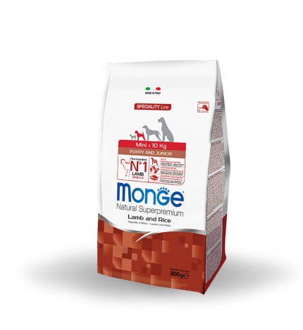 MONGE SUPERPREMIUM CANE PUPPY & JUNIOR MINI AGNELLO E RISO DA 800 GR