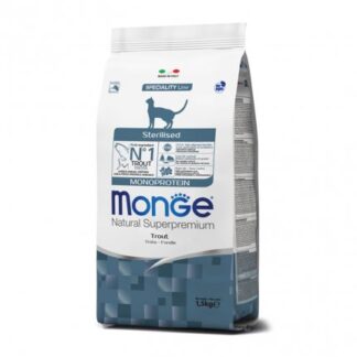 MONGE SUPERPREMIUM GATTO STERILISED MONOPROTEICO ALLA TROTA DA 1,5 KG