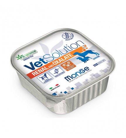 MONGE VETSOLUTION CANE GRAIN FREE VETERINARY DIET RENAL E OXALATE DA 150 GR IN VASCHETTA