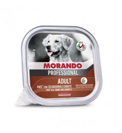 MORANDO MIGLIOR CANE PROFESSIONAL PATE' SELVAGGINA CON CAROTE DA 300 GR IN VASCHETTA