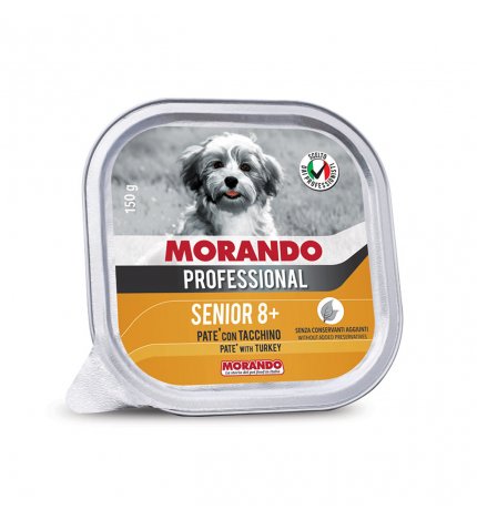 MORANDO MIGLIOR CANE PROFESSIONAL SENIOR 8 + TACCHINO DA 150 GR IN VASCHETTA
