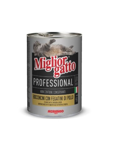 MORANDO MIGLIOR GATTO PROFESSIONAL BOCCONCINI CON FEGATINI DI POLLO DA 405 GR IN LATTINA