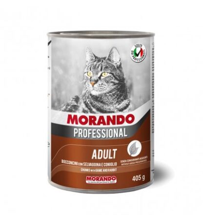 MORANDO MIGLIOR GATTO PROFESSIONAL BOCCONCINI CON SELVAGGINA E CONIGLIO DA 405 GR IN LATTINA