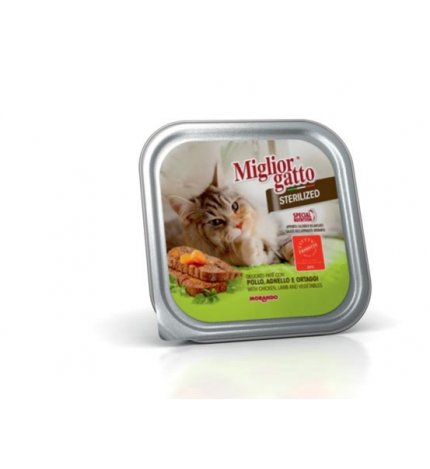 MORANDO MIGLIOR GATTO STERILISED DELICATO PATE' CON POLLO AGNELLO E ORTAGGI DA 100 GR IN VASCHETTA