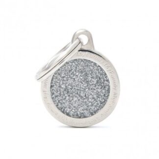 My family medaglietta cane cerchio piccolo glitter grigio