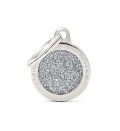 My family medaglietta cane cerchio piccolo glitter grigio