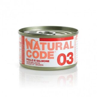 Natural code gatto 03 pollo e salmone in acqua di cottura da 85 gr in lattina