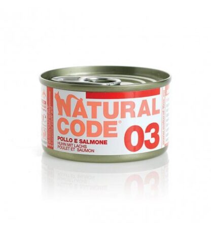 Natural code gatto 03 pollo e salmone in acqua di cottura da 85 gr in lattina