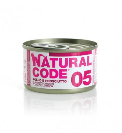 Natural code gatto 05 pollo e prosciutto in acqua di cottura da 85 gr in lattina