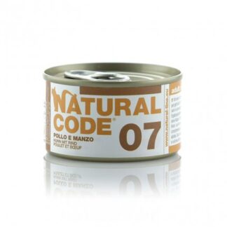 Natural code gatto 07 pollo e manzo in acqua di cottura da 85 gr in lattina