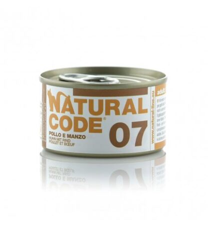 Natural code gatto 07 pollo e manzo in acqua di cottura da 85 gr in lattina