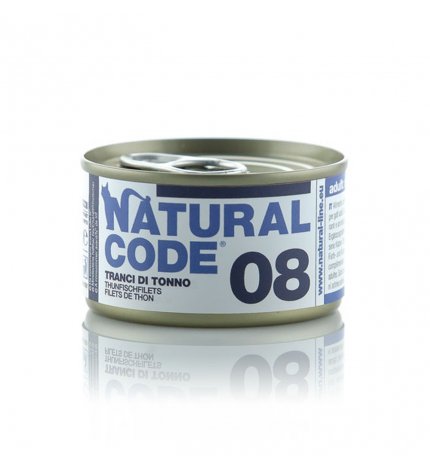 Natural code gatto 08 tranci di tonno in acqua di cottura da 85 gr in lattina
