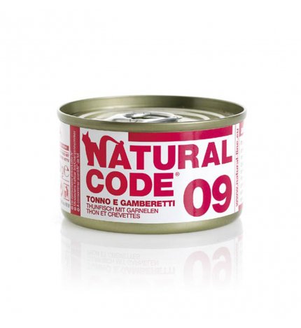 Natural code gatto 09 tonno e gamberetti in acqua di cottura da 85 gr in lattina