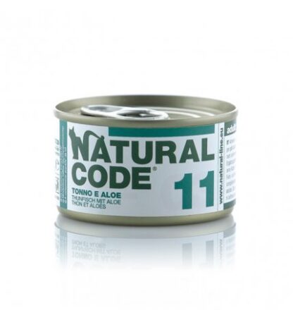 NATURAL CODE GATTO 11 TONNO E ALOE IN ACQUA DI COTTURA DA 85 GR IN LATTINA