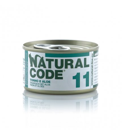 NATURAL CODE GATTO 11 TONNO E ALOE IN ACQUA DI COTTURA DA 85 GR IN LATTINA