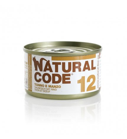 Natural code gatto 12 tonno e manzo in acqua di cottura da 85 gr in lattina