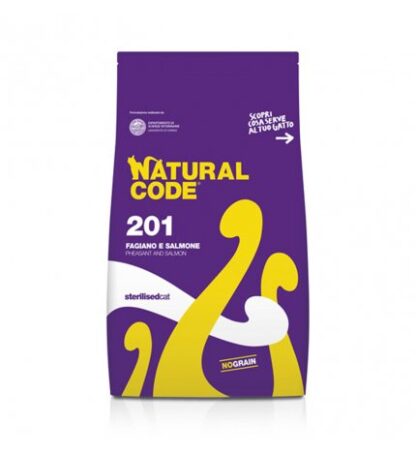 Natural code gatto 201 sterilizzato no grain fagiano e salmone da 300 gr