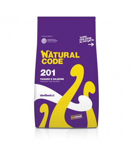 Natural code gatto 201 sterilizzato no grain fagiano e salmone da 300 gr
