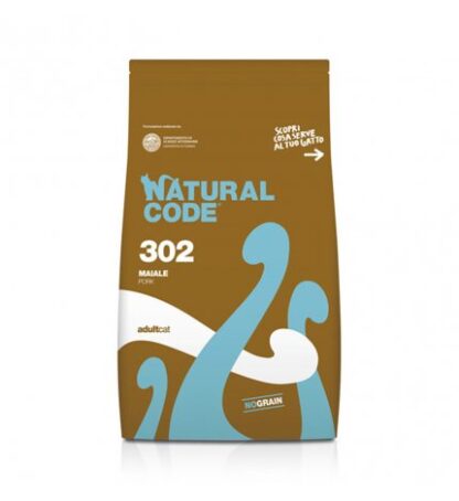Natural code gatto 302 adult no grain maiale da 300 gr