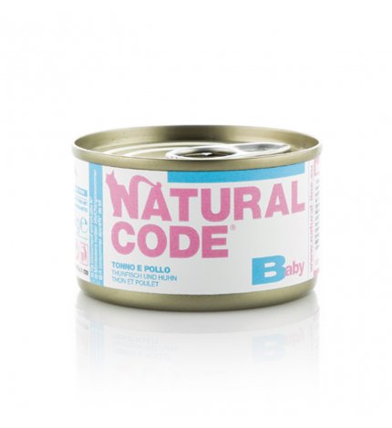 NATURAL CODE GATTO KITTEN BABY TONNO E POLLO DA 85 GR IN LATTINA
