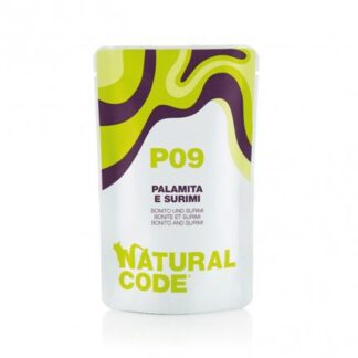 Natural code gatto p09 palamita e surimi in acqua di cottura da 70 gr in busta