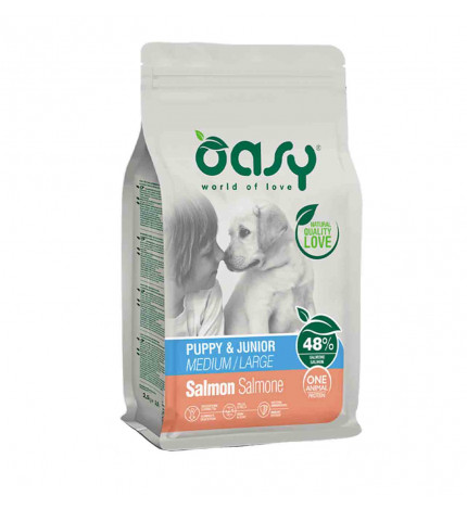 Oasy cane puppy medium e large al salmone da 12 kg