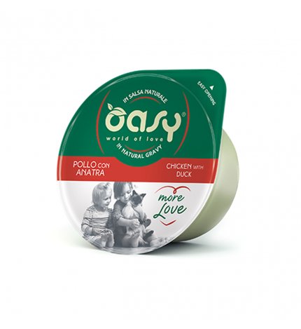 OASY GATTO POLLO CON ANATRA DA 70 GR IN VASCHETTA