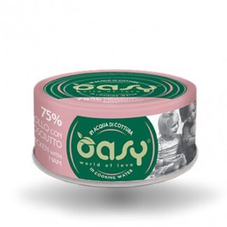 OASY GATTO POLLO CON PROSCIUTTO DA 70 GR IN LATTINA