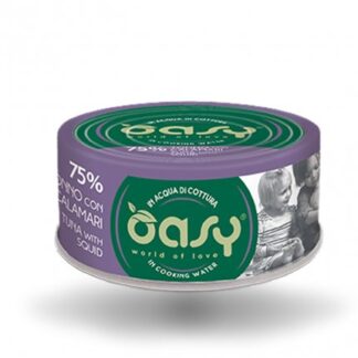 OASY GATTO TONNO CON CALAMARI DA 70 GR IN LATTINA