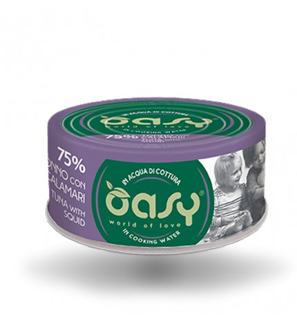 OASY GATTO TONNO CON CALAMARI DA 70 GR IN LATTINA