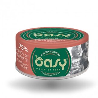 OASY GATTO TONNO CON GAMBERETTI DA 70 GR IN LATTINA