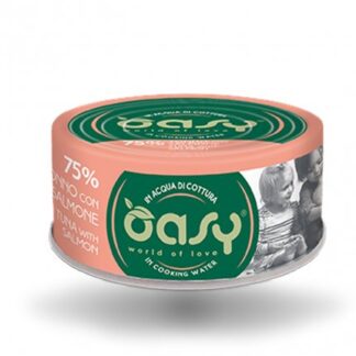 OASY GATTO TONNO CON SALMONE DA 70 GR IN LATTINA