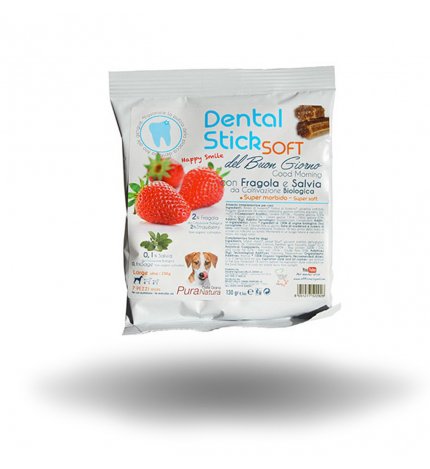 OFFICINALIS SNACK CANE DENTAL STICK SOFT DEL BUON GIORNO TAGLIA LARGE CON FRAGOLA E SALVIA DA 130 GR 7 PEZZI