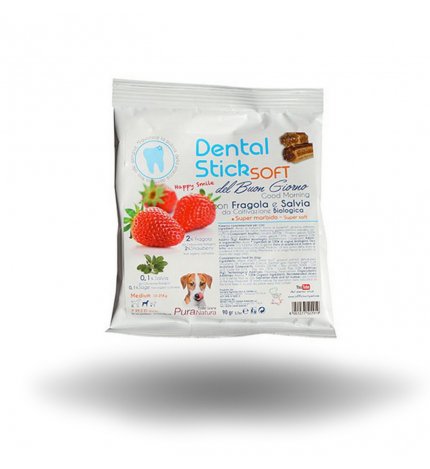 OFFICINALIS SNACK CANE DENTAL STICK SOFT DEL BUON GIORNO TAGLIA MEDIUM CON FRAGOLA E SALVIA DA 90 GR 7 PEZZI